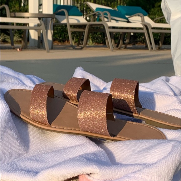 5/$30! MIX & MATCH! ICING ROSE GOLD GLITTER Slip-On Sandals! - Picture 5 of 7